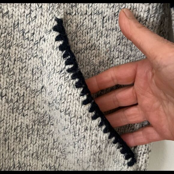 Made in Portugal offwhite w/specks hooded cardigan, pockets, drawstring,zipper S - Picture 6 of 9